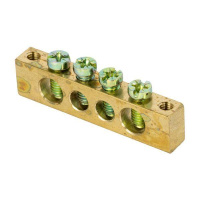 Шина PEN "ноль-земля" 6х9 4 отвер. латунь крепеж по краям PROxima  sn0-63-04-k