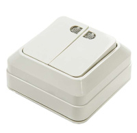 Выключатель 2-кл. ОП Bolleto 10А IP20 7123 накладной с подсветкой бел. ASD /  4680005959778