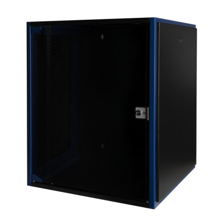 Шкаф настенный 19дюйм 15U 600х600 дв. стекл. черн.  DR-600321