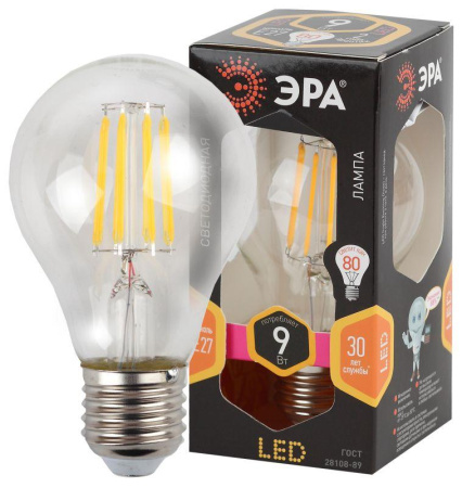 Лампа светодиодная филаментная F-LED A60-9W-827-E27 9Вт грушевидная тепл. E27  Б0043433