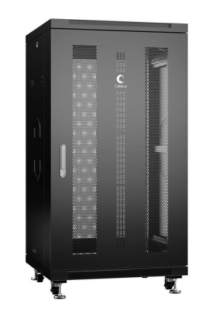 Шкаф монтажный телекоммуникационный напольный ND-05C-22U60/100-BK 19дюйм для распред. и серверн. оборудования 22U 600х1000х1166мм передн. и задн. перфорир. двери ручка с замком черн. (RAL 9004)  8532c