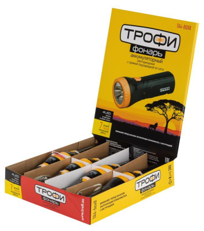 Фонарь аккумуляторный TA4-box8 4LED аккум. 4В 0.5А.ч ПРОМО-бокс (уп.8шт)  Б0004985