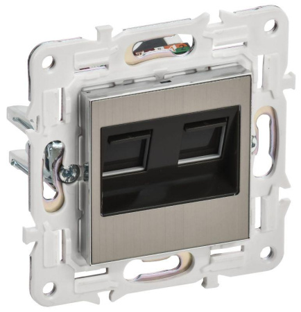 Розетка компьютерная двойн. RJ45 кат.6 SKANDY SK-K04N никель  SK-K20-2-K50