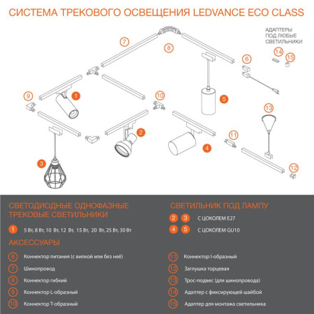Аксессуар для трекового светильника ECO TRACKRAIL1PH FX CONNECT WH  4099854256400