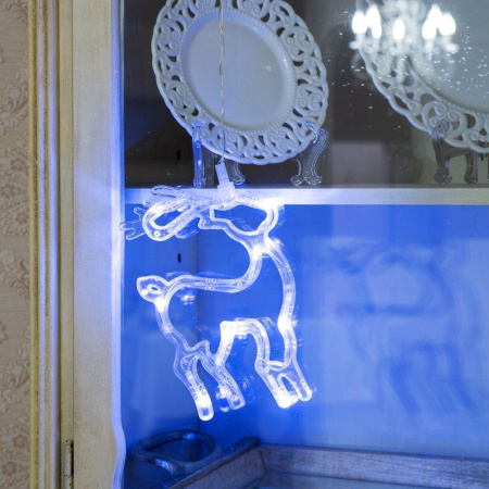 Фигура светодиодная "Олененок" 205х135х10мм 8LED бел. 1Вт 4.5В IP20 на присоске с подвесом элементы питания 3хAAA (в компл.)  501-016