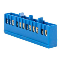 Шина нулевая N 6х9 12 отверстий синий изолированный корпус на DIN-рейку латунь PROxima  sn0-63-12-ib