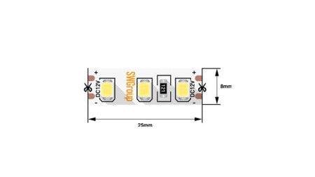 Лента светодиодная стандарт 2835 120LED/м 12Вт/м 12В IP20 со скотчем 3М нейтр. бел. (уп.5м)  00-00009236