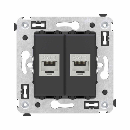 Розетка компьютерная 2-м СП Avanti "Черный матовый" RJ45 кат.6 без шторок экранир. механизм  4412794