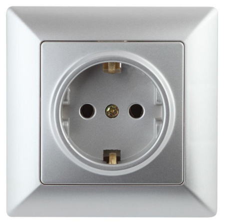 Розетка 1-м СП Solo 4-202-03 16А 250В IP20 2P+E Schuko с заземл. алюм.  Б0053651