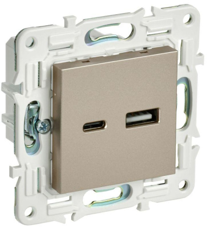Розетка USB A+C 3.1А SKANDY SK-R14Sh шампань  SK-U22-D31-K37