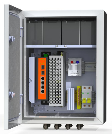Термошкаф коммутационный 4хPoE 2хSFP 4хSC АКБ 4х12В 7А/ч IP66 300х400х210мм 6 УТП 4К АКБ 7А  00-00015304