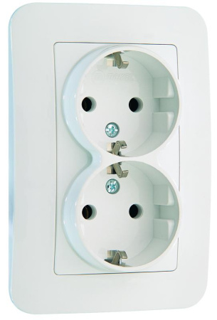 Розетка 2-м СП Lillium N 10А с заземл. бел.  55082