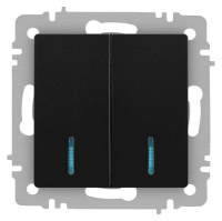 Выключатель Accent 6-105-05 двойн. с подсветкой 10А-250В IP20 СУ AL/CU антрацит  Б0063516