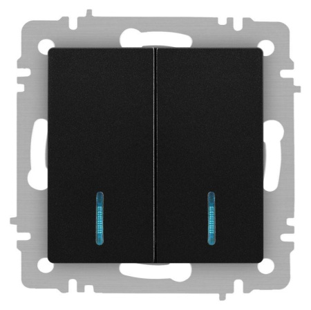 Выключатель Accent 6-105-05 двойн. с подсветкой 10А-250В IP20 СУ AL/CU антрацит  Б0063516