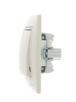 Переключатель проходной 2-кл. СП Mira 10А со вставкой крем.  701-0303-106