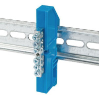 Шина нулевая N 6х9 6 отвер. цинк син. изолятор на DIN-рейку  sn1-63-06-d