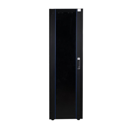 Шкаф напольный 19дюйм 42U 600х1200 перед. дв. стекл. задн. стен. метал. черн.  DR-700551