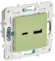 Розетка USB A+C 18Вт SKANDY SK-R13G мятный  SK-U22-018-K06