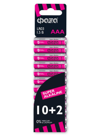Элемент питания алкалиновый AAA/LR03 1.5В Super Alkaline SBL-10+2 (уп.12шт)  2854612