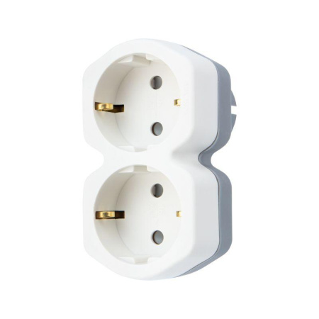 Разветвитель 2-м с заземл. 16А IP20 защ. шторки бел.  11-1087
