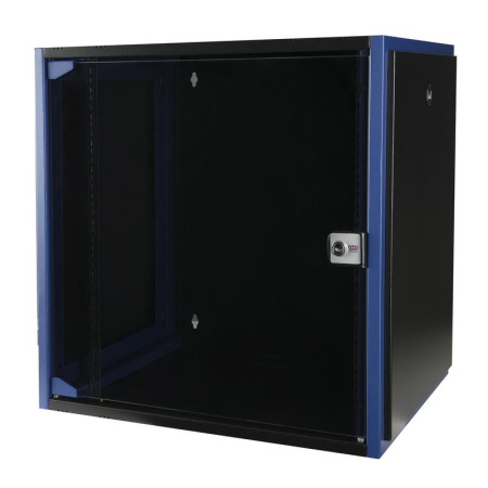 Шкаф настенный 19дюйм 12U 600х450 дв. стекл. черн.  DR-600211