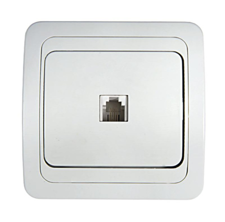 Розетка телефонная 1-м СП Classico 2034 16А IP20 бел. ASD /  4690612000404