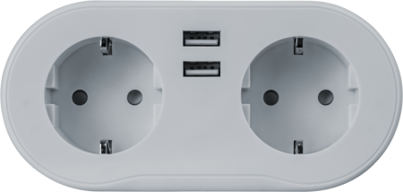 Разветвитель 2-м с заземл. 14 556 Smart Home NSH-ST-02 2хUSB с управлением по WI-FI бел.  14556