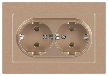 Розетка Accent 6-205-04 2X2P+E Schuko 16А-250В IP20 СУ AL/CU шампань  Б0063492