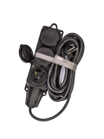 Удлинитель на каучуковой колодке 3х5м 16А IP44 250В 4кВт каучук КГ 3х2.5 черн. УХз16 Россия  YKsm5m-3g(16A)KG-B