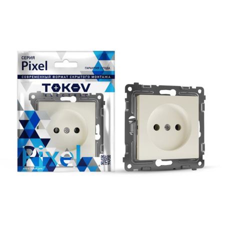 Розетка 1-м СП Pixel 16А IP20 без заземл. защ. шторки механизм беж.  TKE-PX-R1SF-C02