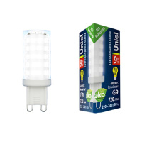 Лампа светодиодная LED-JCD-9W/4000K/G9/CL GLZ09TR 9Вт прозрачная 4000К нейтр. бел. (упак. картон)  UL-00006489