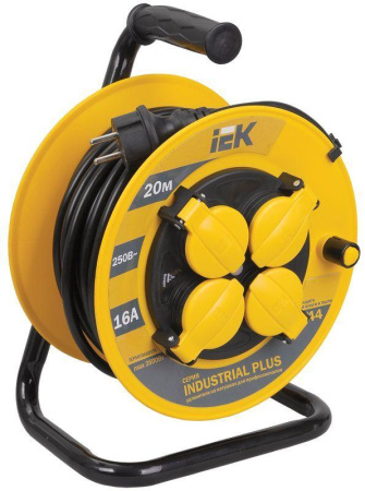 Удлинитель на катушке 4х20м с заземл. 16А IP44 Industrial plus УК20 3х1.5 термозащита  WKP15-16-04-20-44