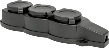 Колодка 3-м 16А IP44 2P+PE 230В с защ. крышками каучук  RPS-015-16-230-44