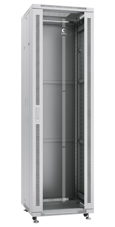 Шкаф монтажный телекоммуникационный напольный SH-05C-42U60/80 19дюйм 42U 600х800х2055мм для распределит. и серверн. оборудования передн. стеклян. и задн. сплошн. метал. двери ручка с замком сер.  7052c