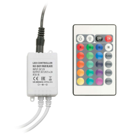 Контроллер ULC-Q431 RGB BLACK для управления светодиод. RGB лентами 12В с пультом ДУ ИК  UL-00001113