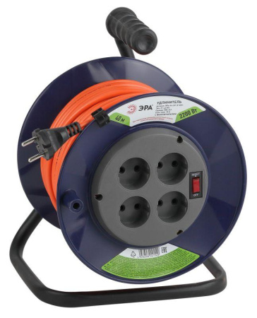 Удлинитель на пластик. катушке 4х40м без заземл. 10А IP20 RPx-4s-2х1.0-40m ПВС 2х1  Б0043051