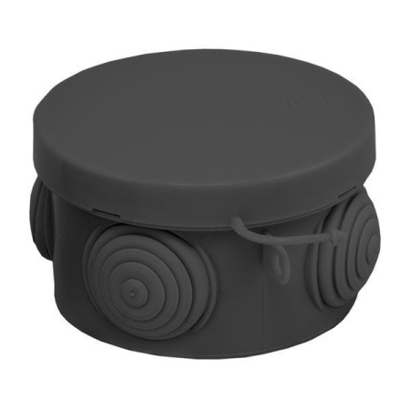 Коробка распаячная КМР-040-038 с крышкой 65х40 4 мембранных ввода IP54 черн.  plc-kmr-040-038-b