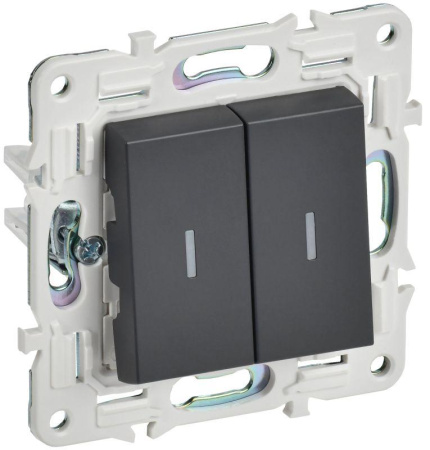 Выключатель проходной 2-кл. SKANDY 10А SK-V10T с индикацией титан  SK-V22-1-10-K48