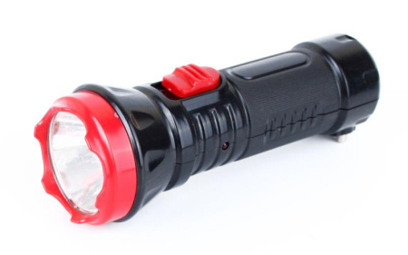 Фонарь аккумуляторный LED3858 1 LED 2 режима SLA 220В пластик коробка черн.  13937