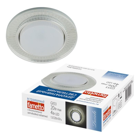 Светильник точечный декоративный DLS-L155 GX53 Glassy/Clear 3D GU5.3 встраив. доп. светодиод. подсветка 4Вт без лампы  UL-00005320