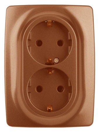 Розетка 2-м СП 12 12-2106-14 16А IP20 16AX 250В 2х2P+E Schuko медь  Б0031236