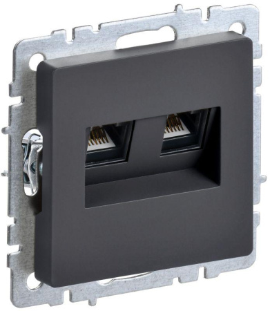 Розетка компьютерная двойн. СП RJ45 кат.6 BRITE РК11-2-БрГ механизм графит  BR-K20-2-K53