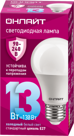 Лампа светодиодная 90 402 OLL-A60-13-230-6.5K-E27 (PRO 90-240В)  90402