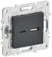 Розетка USB A+C 18Вт SKANDY SK-R13T титан  SK-U22-018-K48