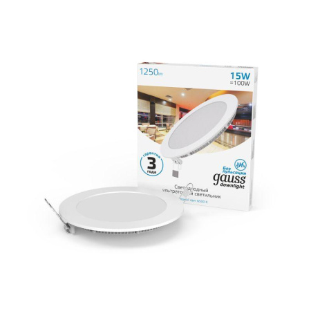 Светильник светодиодный Slim 15Вт 6500К IP20 1250лм 220-240В ДВО круг бел.  939111315