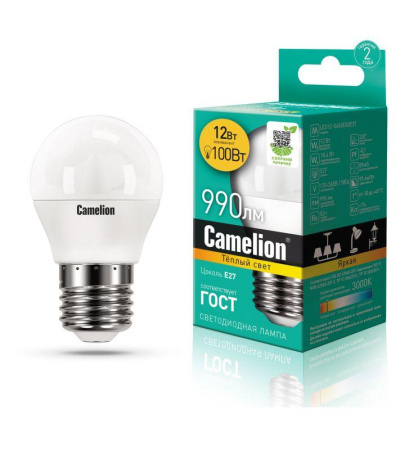 Лампа светодиодная LED12-G45/830/E27 12Вт 220В  13694