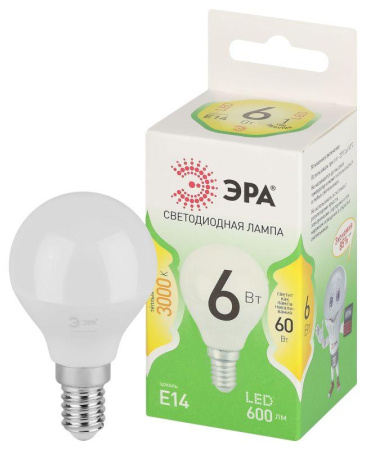 Лампа светодиодная GREEN LINE P45-6W-830-E14 GL E14 6Вт шар свет тепл.  Б0067056