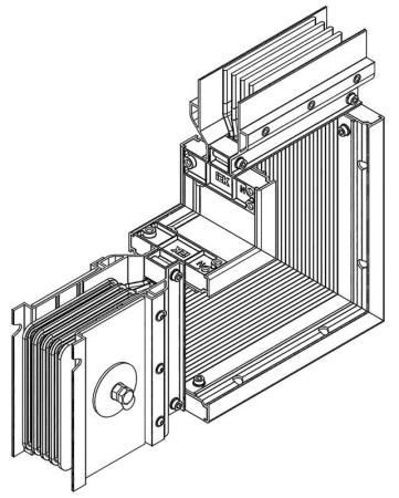Секция угловая вверх н/уг. 5000А Al 3L+N+PER НК IP55 тран.  LB-5000A4-25-F-LUG