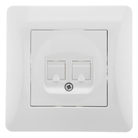 Розетка компьютерная + телефонная 2-м СП Ugra RJ45 + RJ12 механизм бел.  С11КТ-001