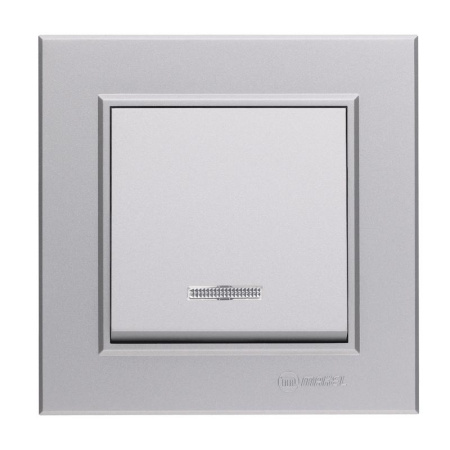 Переключатель 1-кл. СП Karea 10А IP20 серебр. с подсветкой  56065025